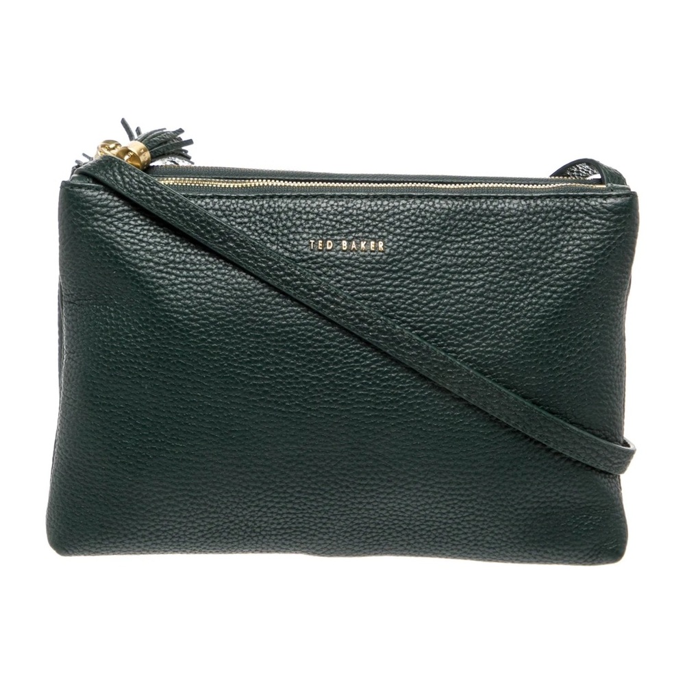 Ted Baker Double-Zip Leather Crossbody Bag in black great condition day to night